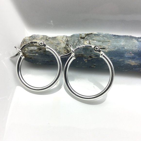 Sterling Silver Hoop Huggies Earrings - Picture 4 of 7